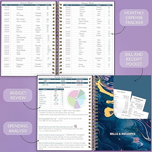 Miniatura 4 de GoGirl - Planificador de presupuesto y organizador de facturas mensuales - Libro financiero mensual con bolsillos Diario para controlar tu dinero,