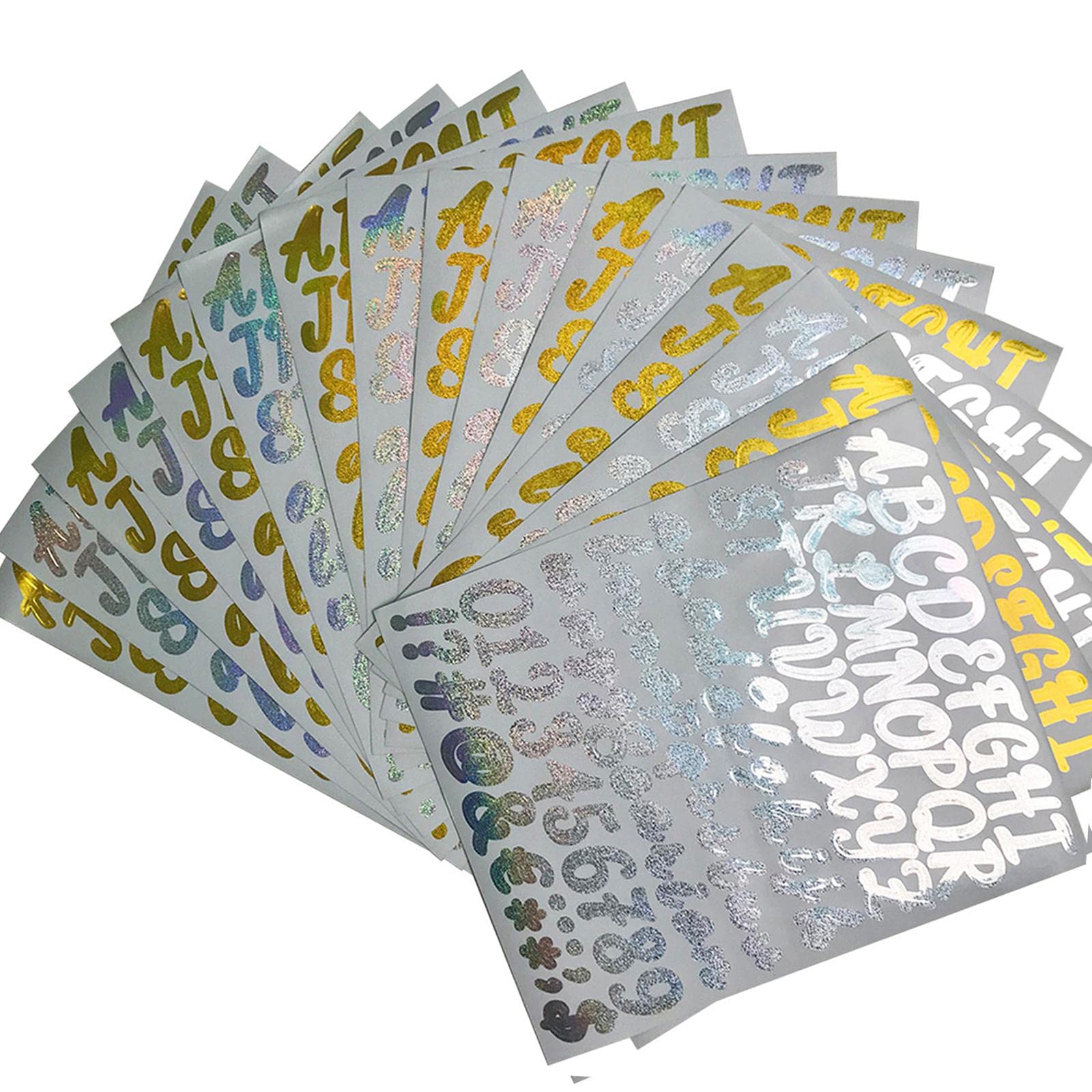 Lot de 16 autocollants en vinyle avec lettres et chiffres pour carte, carnet de notes, lettres de l'alphabet et chiffres