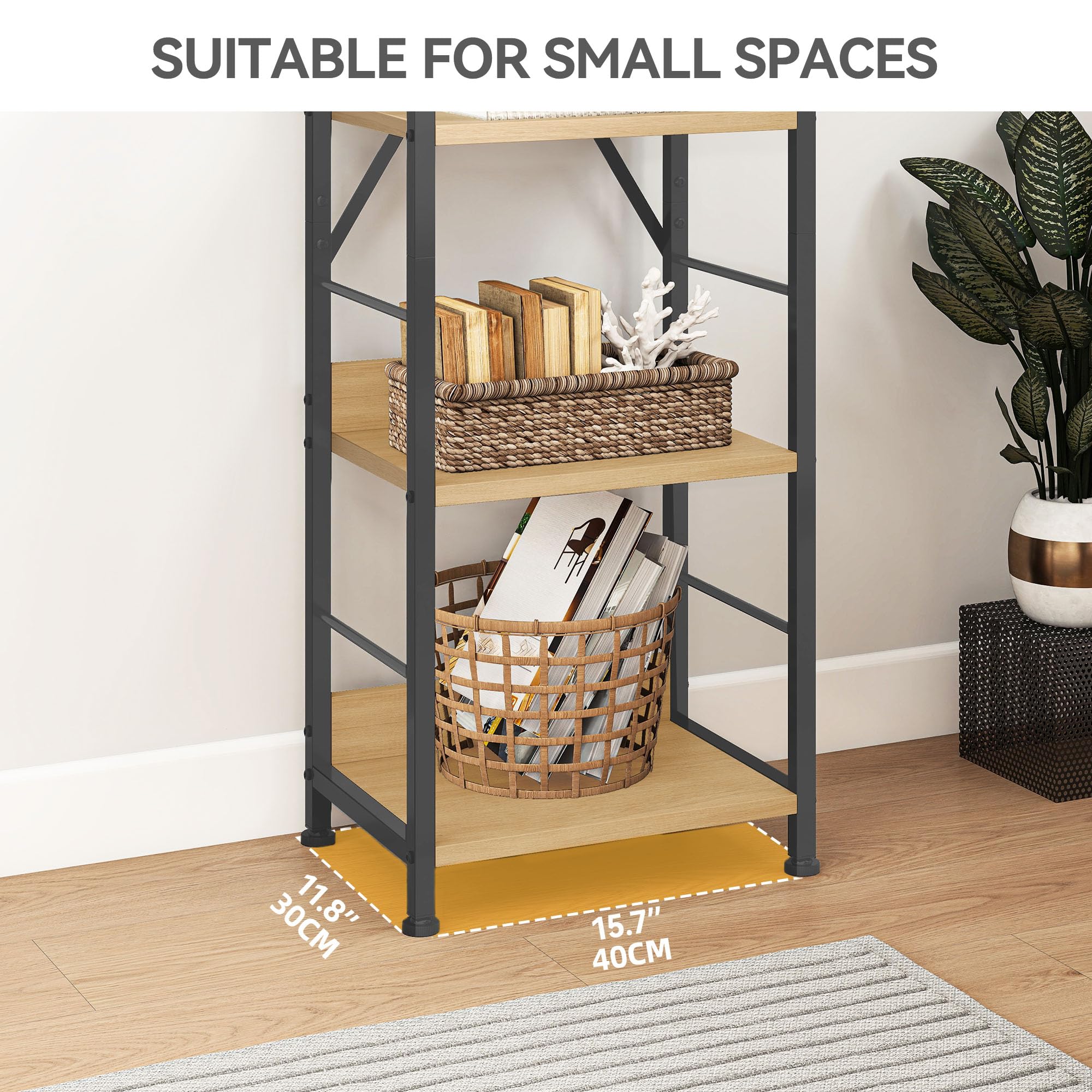 Produktbild von DWVO 6-stöckiges Bücherregal, Hohes Lagerregal Mit Stahlrahmen, Industrielles Bücherregal Mit 4 Haken, Standregal, Präsentationsständer, Für Wohnzimmer, Schlafzimmer, Schwarz Regal