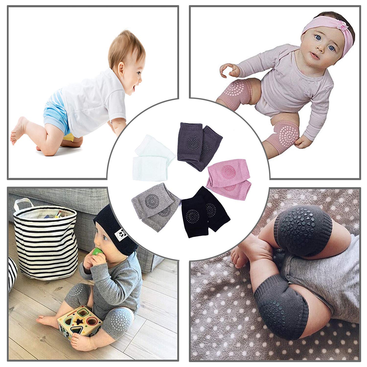 PRAMANIK ENTERPRISE Baby Knee Pads,Baby Anti-Slip Knee Pads for Boys and Girls Baby Crawling Knee Pads Toddler Leg Warmer Safety Protective Cover Toddlers Socks Short Elbow Cushion Pads(1 PAIR) 4