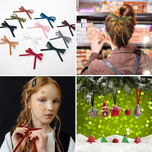 Miniatura 88 de Cinta de terciopelo caqui, cinta de terciopelo dorado vintage de 5/8 pulgadas x 25 yardas, cintas finas para adornos de árbol de Navidad, envoltura