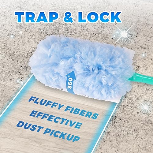 Miniatura 2 de Recambios de plumero de alta resistencia, compatibles con Swiffer Duster, 20 repuestos de plumero de 360 con 1 mango, plumeros sin perfume para