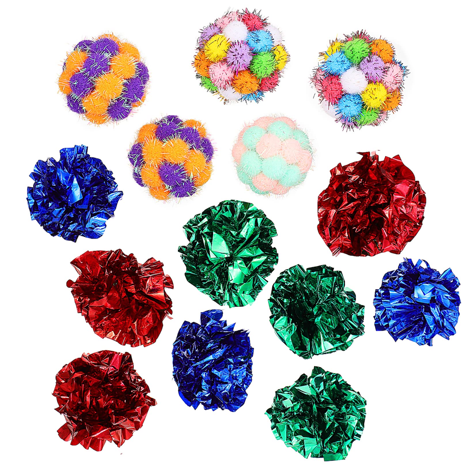 Happyyami 50piezas Juguetes Interactivos para Gatos Incluye De Peluche y Bolas Crinkle Juguetes para Mascotas Que Fomentan El Ejercicio Entretenimiento