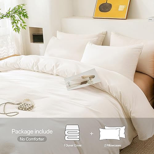 Miniatura 243 de ECOCOTT Funda de edredón tamaño King, juego de ropa de cama de 3 piezas, 100% algodón lavado, suave y transpirable con cierre de cremallera, 8 lazos