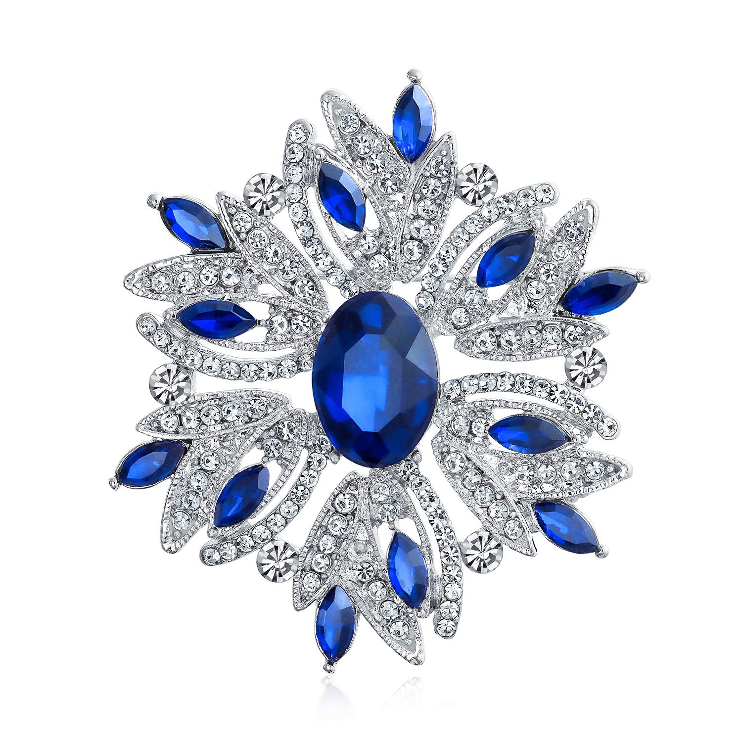 Moda Grande Declaración Estilo Vintage Cristal Simulado Bufanda Flor Art Deco Broche Alfiler Para Mujer