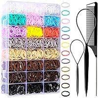Vista 11 de YGDZ Lazos elásticos para el cabello, 1500 bandas de goma transparentes para el cabello, ligas negras para el cabello, mini bandas elásticas