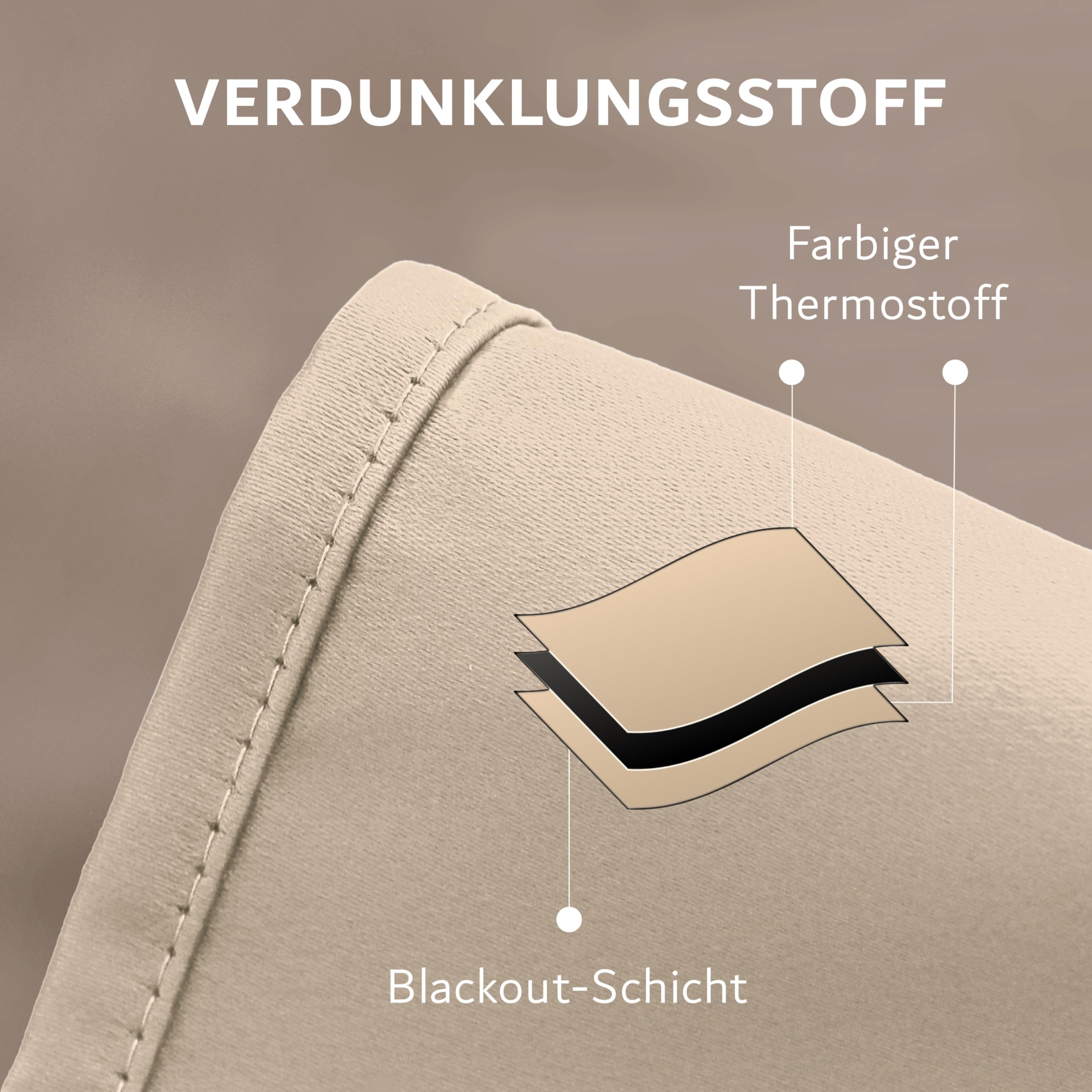 Praktisches Set ohne Bohren: 2x Vorhang + 1x Klemmstange silber 70-120 cm + 2x Raffhalter mit Magnet blickdicht & verdunkelnd, als Raumteiler, Fenster & Tür Beige Thermovorhang 220x135cm
