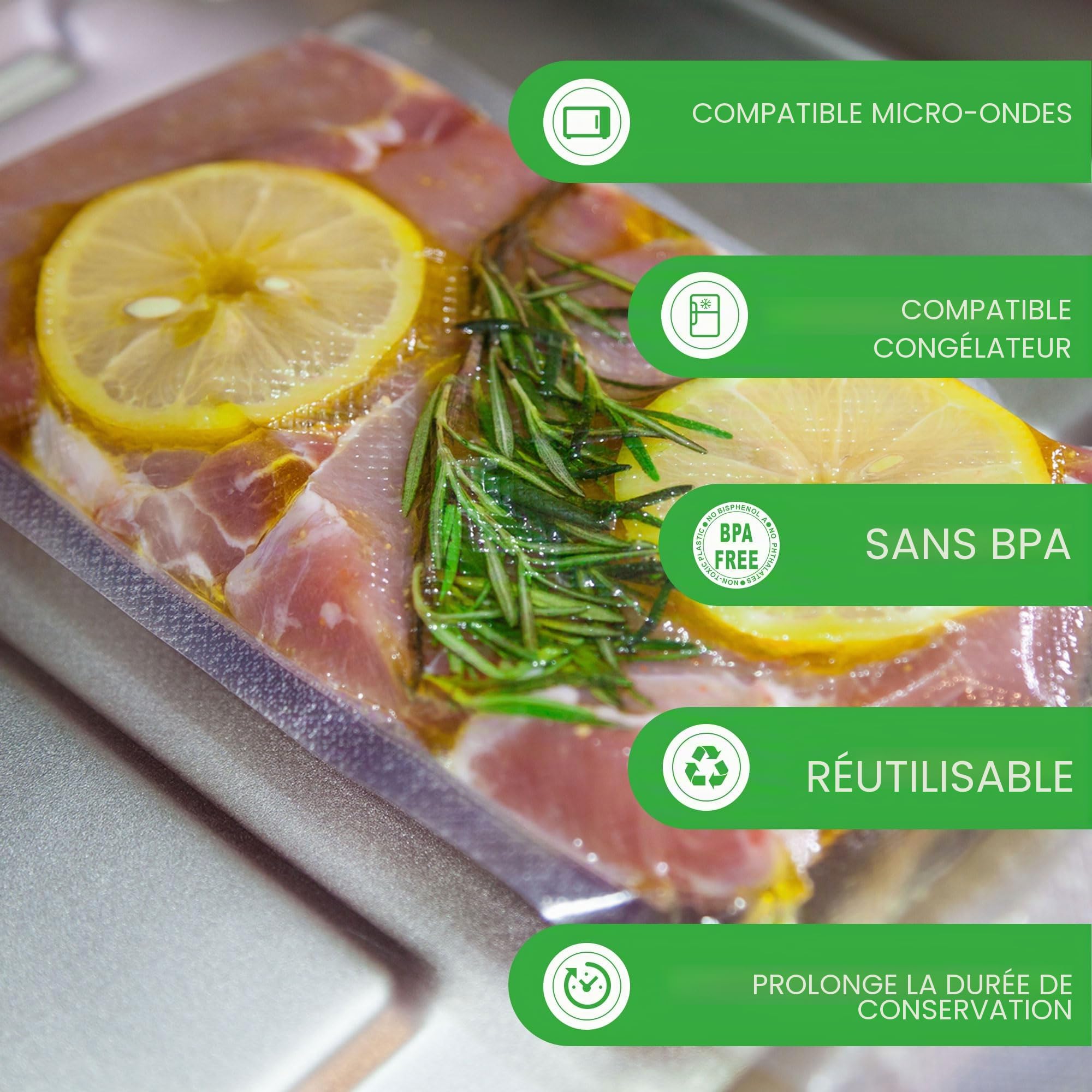 KitchenBoss Sacs Sous Vide Alimentaire 20 Rouleaux avec 2 Boîtes de Coupe：Rouleau Sous Vide Alimentaire 20 x 300 cm (10) + 28 x 300 cm (10), pour Machine Sous Vide et Cuiseurs Sous Vide