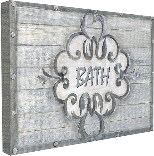 Stupell Industries The Stupell Home Decor Collection - Tablero de cuentas color gris para baño con placa de desplazamiento, lienzo para pared, 16 x