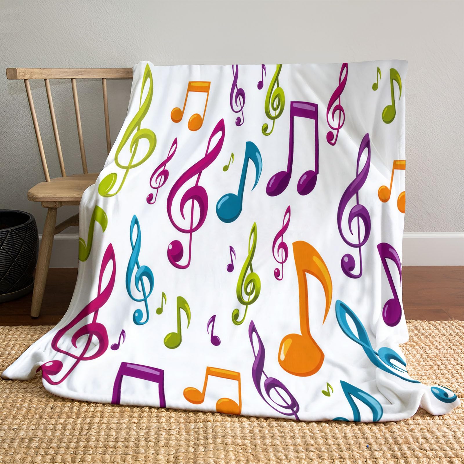 Coperta Stampa Musica Note Musicali, Coperta Arte Musicale Moderna Leggero e Accogliente, Calda Invernale Flanella Colorato Copertas Divano, per Divani Letti e Arredi da Esterno 200x220 cm