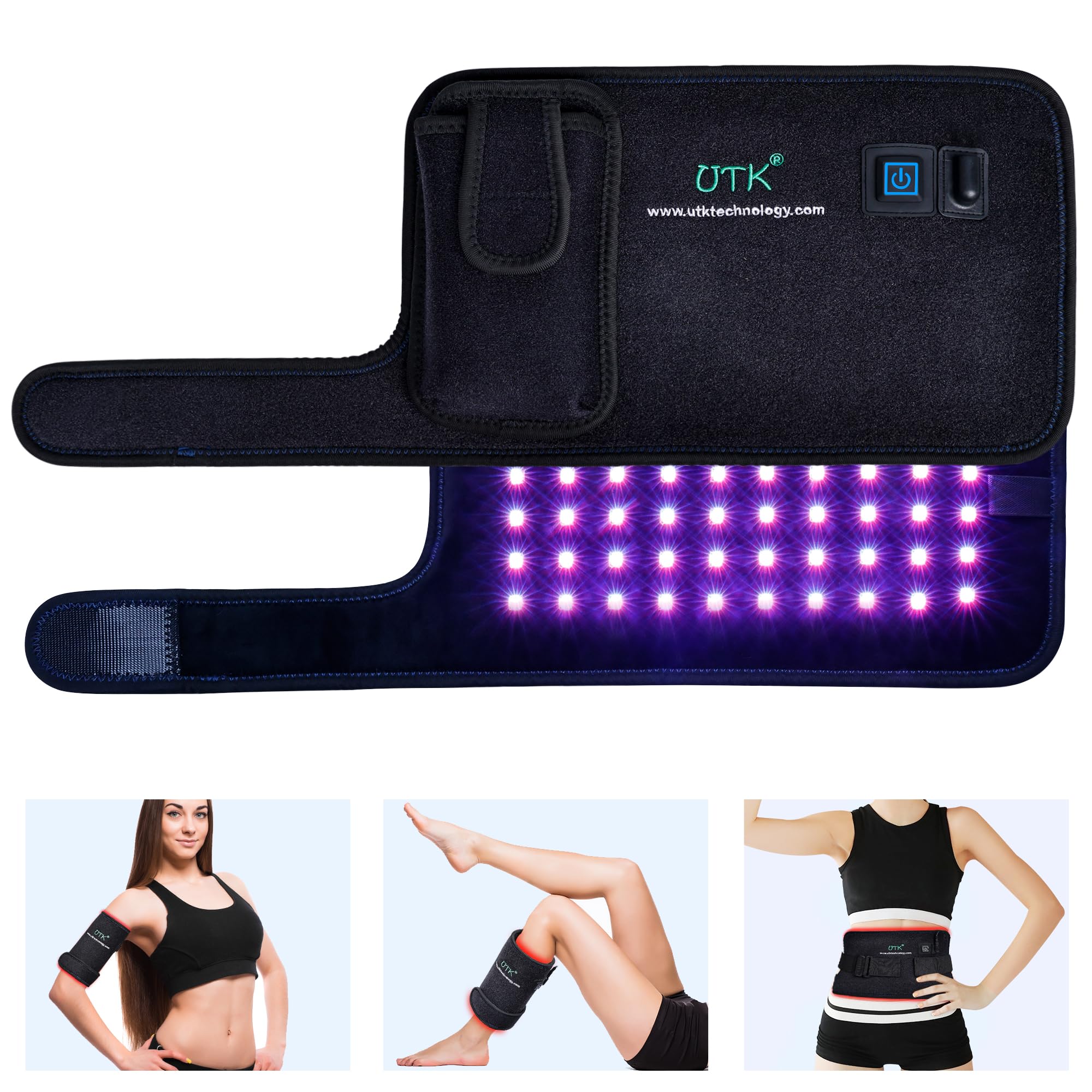 UTK Blue & Red Light Therapy for Body, Near Infrared Light Therapy Wrap Pad, 8" X 13" Red Light Therapy Device with Pulse for Muscle Pain Relief, Improves Mood, Timer Function & Flexible Str