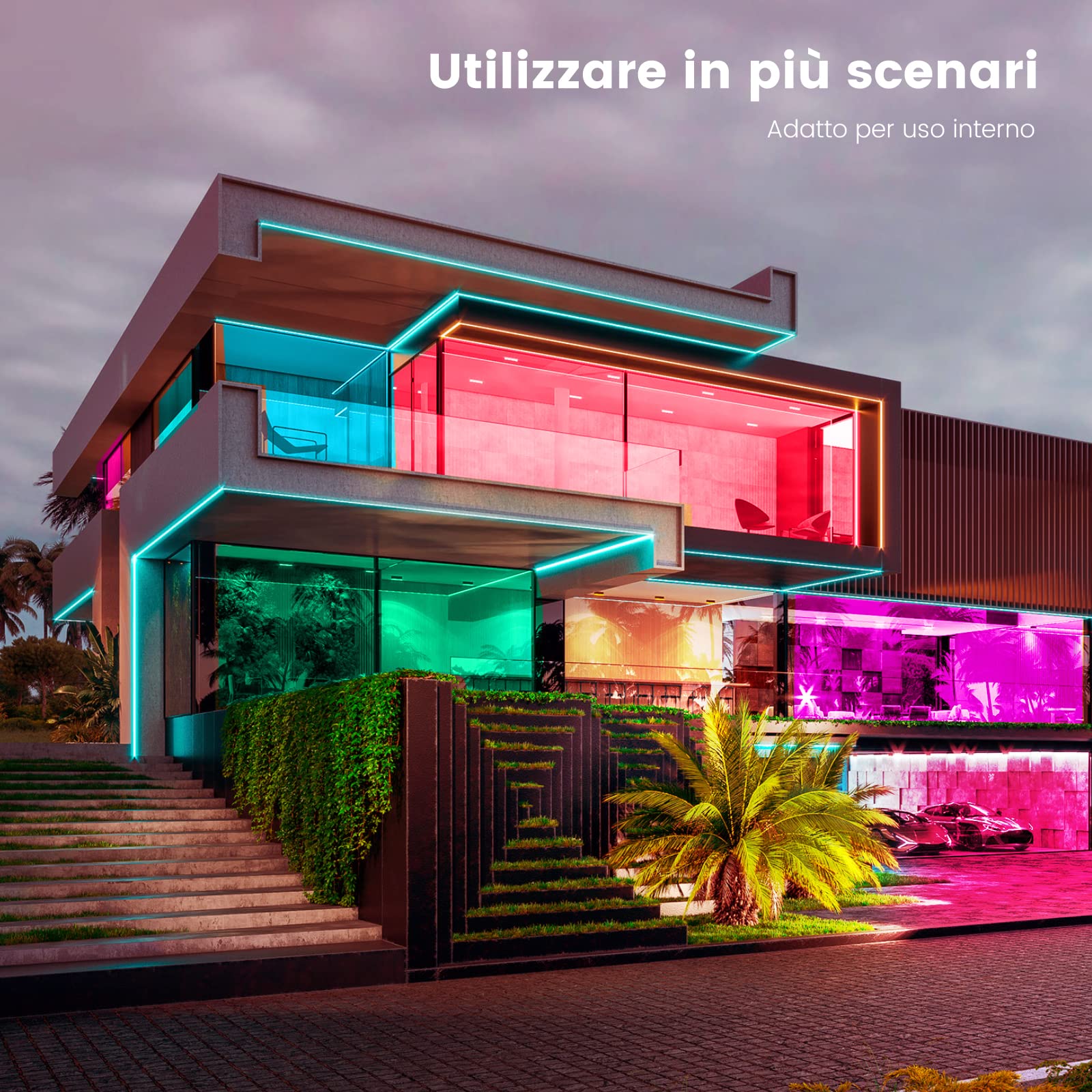 Beaeet Striscia Led 15 Metri, Led Striscia Comandabile Tramite app E telecomando,Strisce Led Sincronizzazione Musicale,per Decorazioni Casa, Bar, Festa