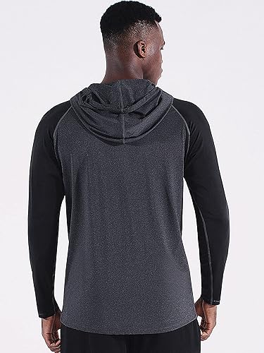 Miniatura 6 de Neleus - Camiseta deportiva de manga larga con capucha para hombre, ideal para correr