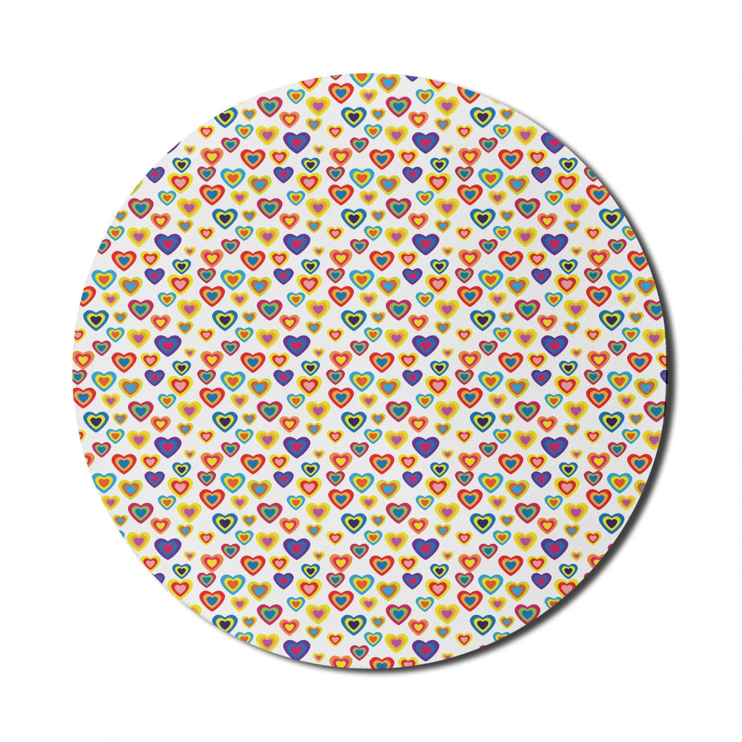 MIKKA Abstract Hearts Vintage Valentine Round Non-Slip Rubber Modern Gaming Mousepad, 8" 12690