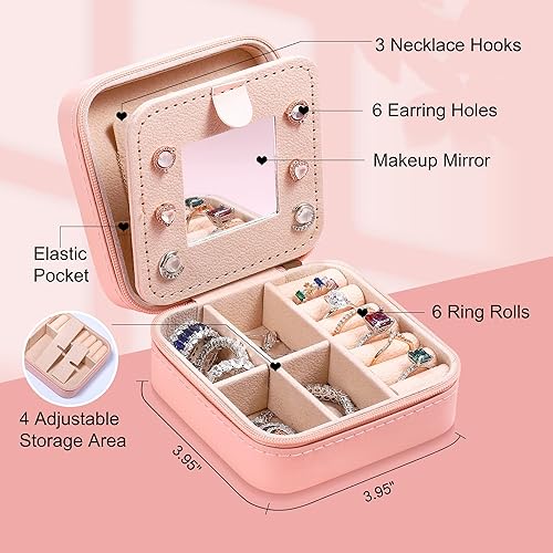 Miniatura 3 de Parima Joyero de viaje para mujer, un organizador de joyas con iniciales, estuche de joyería de viaje pequeño, estuche de viaje de joyería, regalos