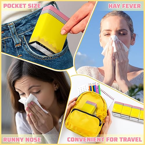 Miniatura 16 de Ctosree Paquete de 50 pañuelos de bolsillo de Navidad, paquetes de viaje de Feliz Navidad, 500 hojas, copos de nieve, pequeños pañuelos