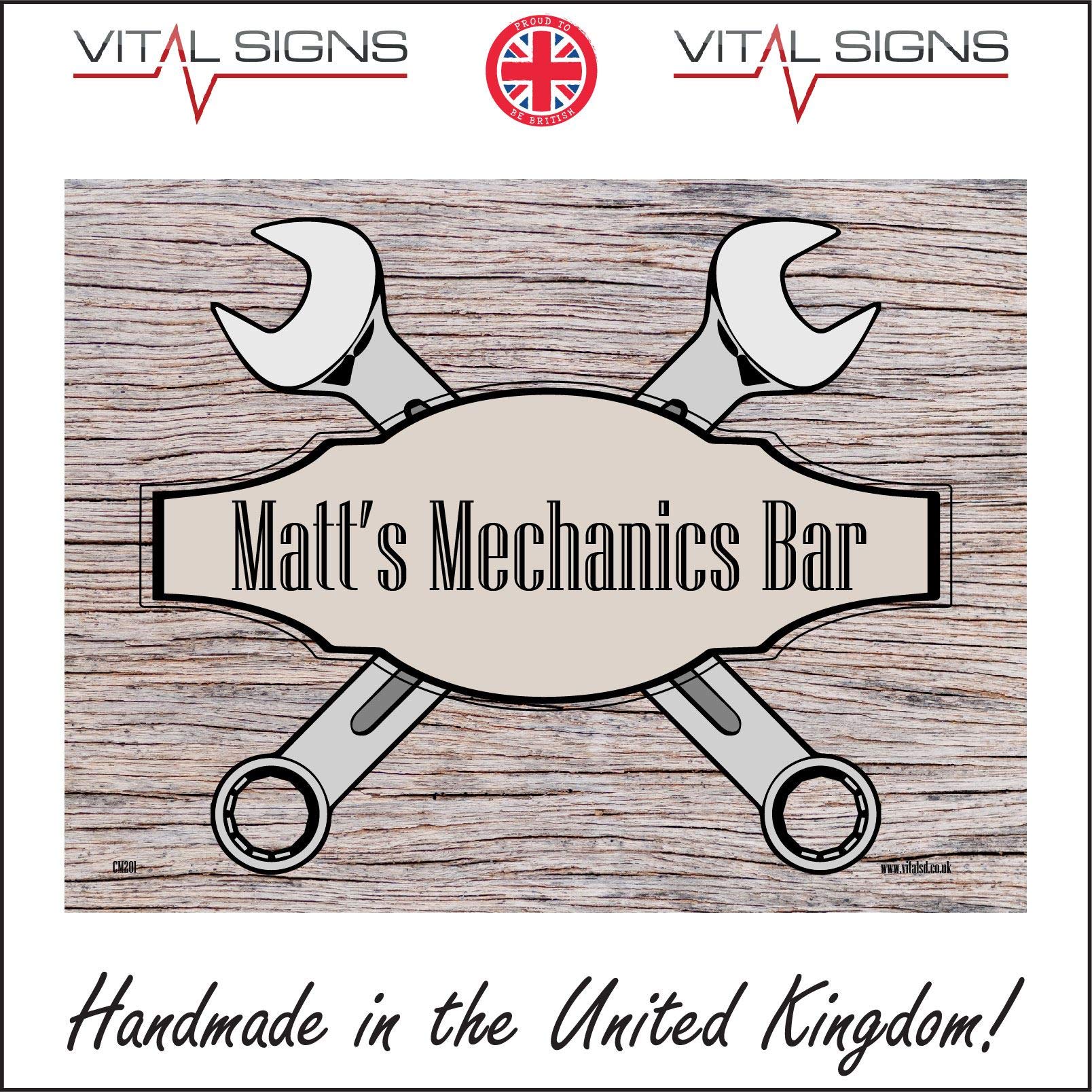 Buy Vital Signs Direct CM201 Matt's Mechanic Bar Sign Customise Lads