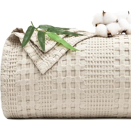 PHF Cooling Waffle Blanket Queen Size: Bamboo, Breathable, and Luxurious
