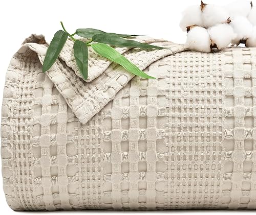 PHF Manta refrescante de punto gofre, tamaño King, ligera, 60% rayón derivado de bambú y 40% algodón, transpirable, manta de verano para personas disponible en Yaxa Peru