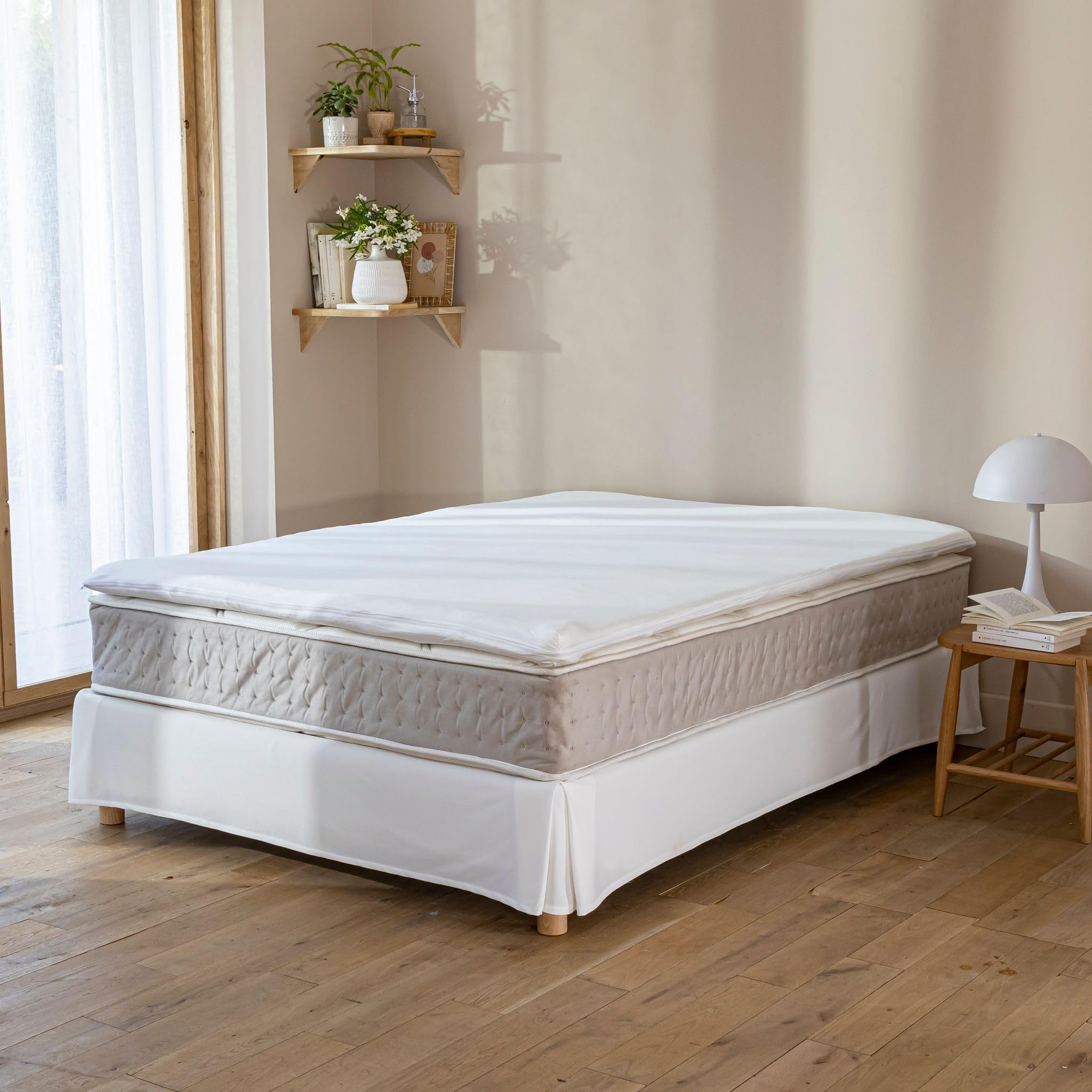 Housse surmatelas Jersey Blanc 100% Coton Extensible 140x190