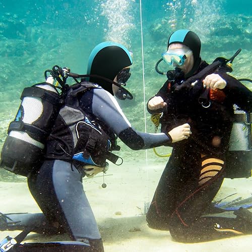 Miniatura 2 de Jecery 2 unidades de neopreno para buceo con capucha térmica, gorro de natación con correas para la barbilla, gorro de neopreno para esnórquel, Negro