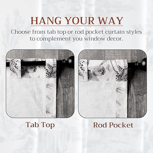 Miniatura 6 de Maison d' Hermine - Cortina decorativa de media noche de 50 x 84 pulgadas, 100 % algodón, cortinas estéticas para granja, cocina y dormitorio, para