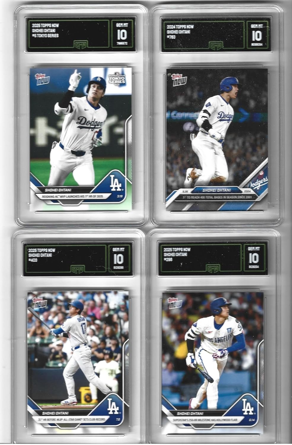 Graded Gem Mint 10 Shohei Ohtani 2025 Baseball 4 Card Lot Dodgers 4 Time Mvp Superstar! You Will Receive All 4 Cards Shown