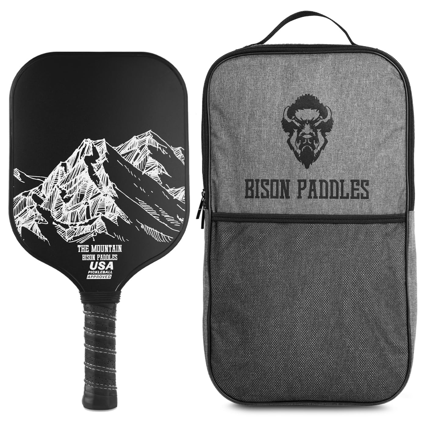 Bison Paddles: Grafitowe rakiety do pickleballa - lekkie rakiety do pickleballa | Rdzeń kompozytowy o strukturze plastra miodu poprawia ułożenie piłki do pickleballa i zwiększa moc
