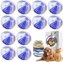 Lint Balls for Washing Machine Against Pet Hair - 12 Pieces Reusable Pet Hair Remover Washing Machine Can Catch Cat Hair During Washing Process (Blue)