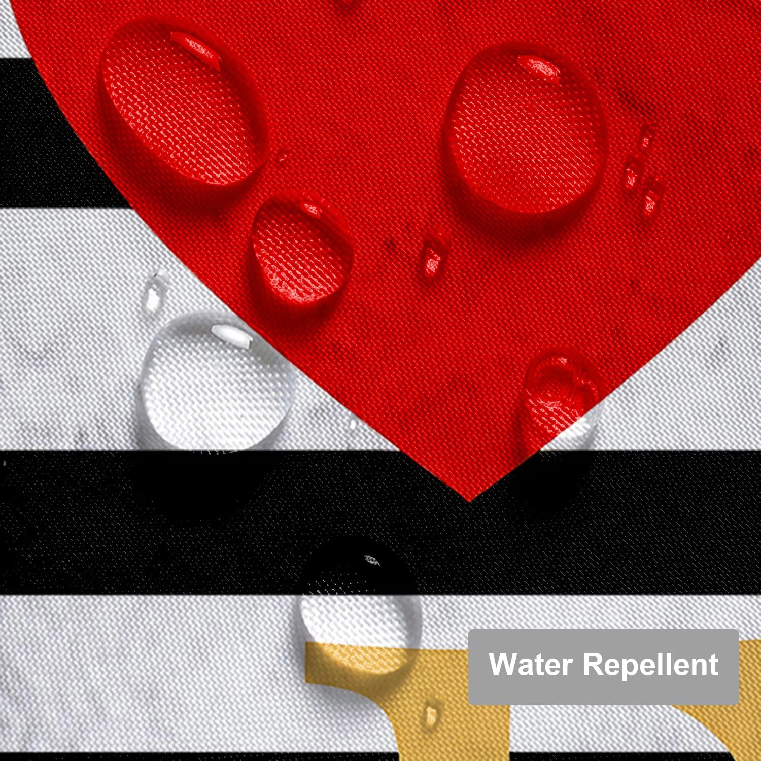 Moslion Red Love Hearts Bathroom Curtains Black White Stripes Valentine's Day Home Decoration Waterproof Fabric Shower Curtain with Hooks 72x72 Inch