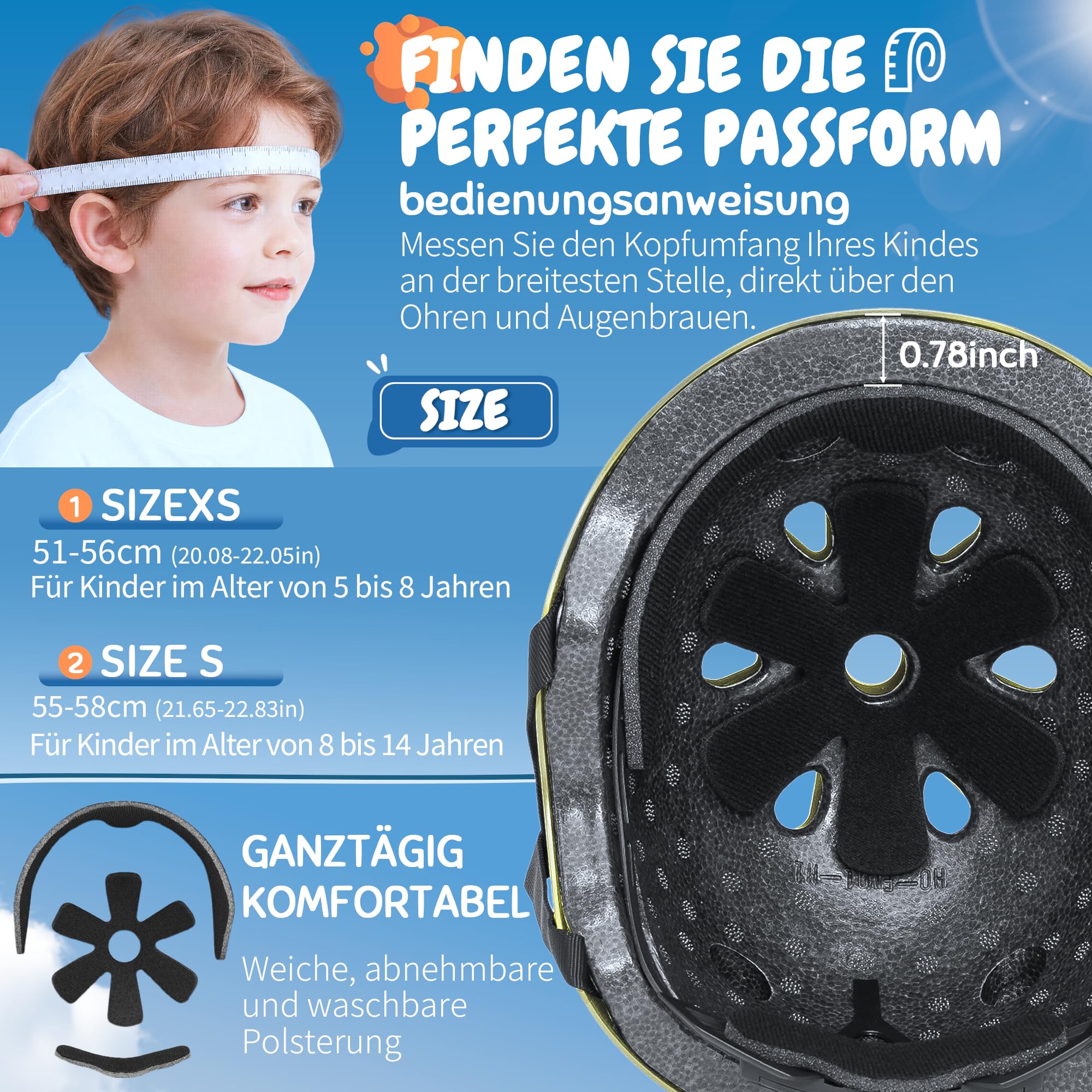 Casque de vélo pour enfant - Sécurité et confort pour 5-8-10-14 ans