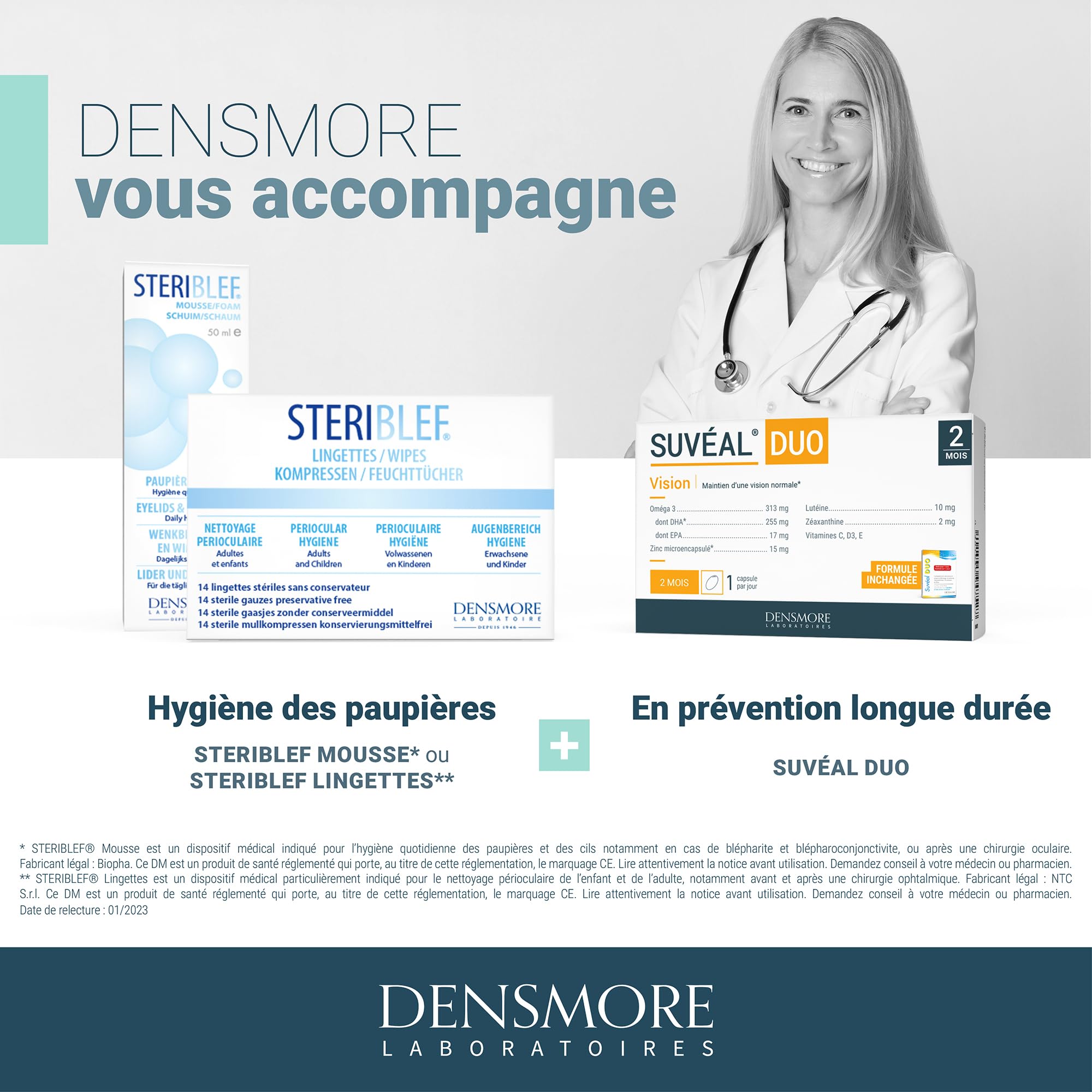 Densmore - SUVEAL Duo - Complément Alimentaire Ophtalmologique à base de DHA (Oméga 3), Lutéine, Zéaxanthine, Vitamines et Zinc - Idéal Vision - 60 Capsules - Cure de 2 mois - Fabriqué en France