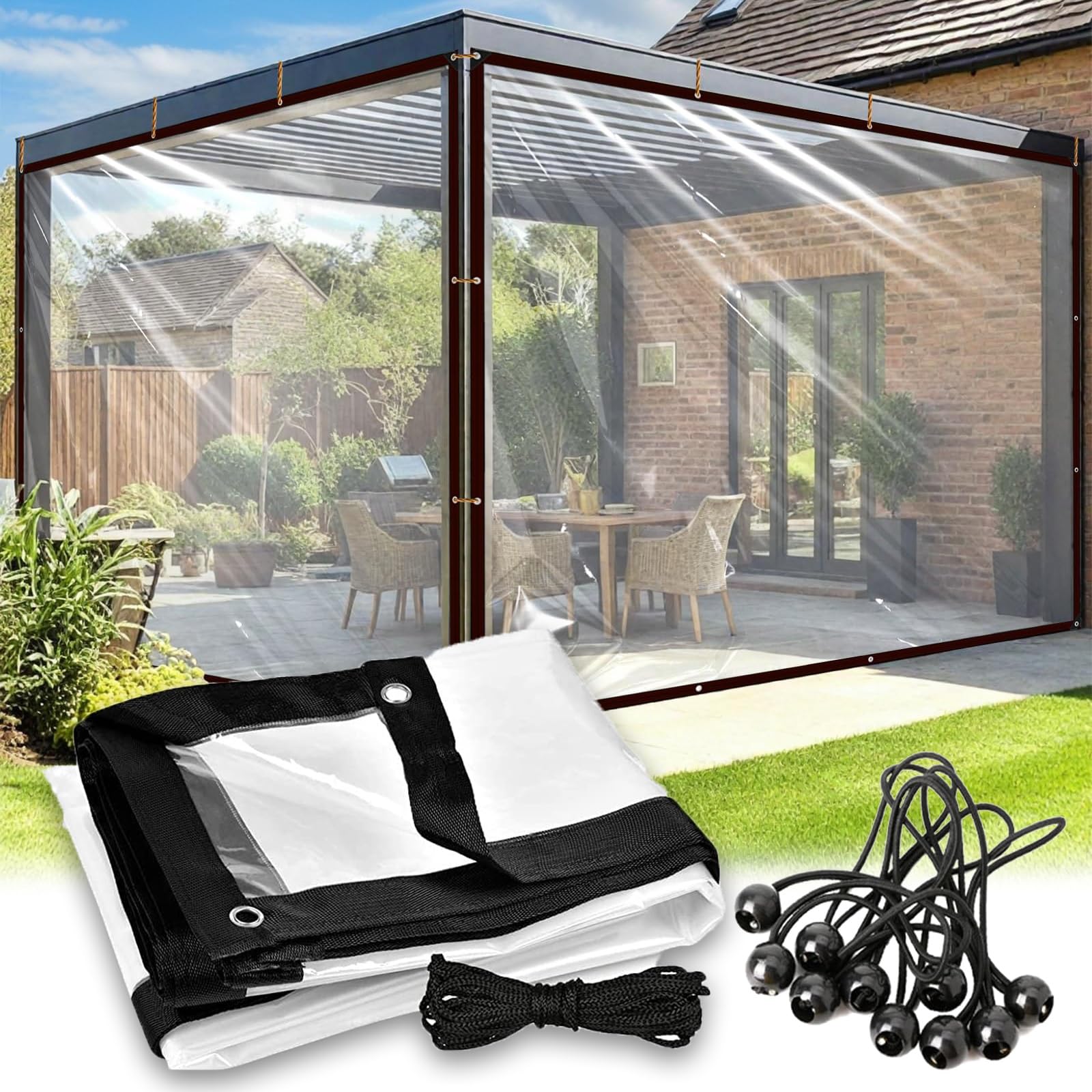 Bâche imperméable en PVC transparent de terrasse pour profiter de l'extérieur