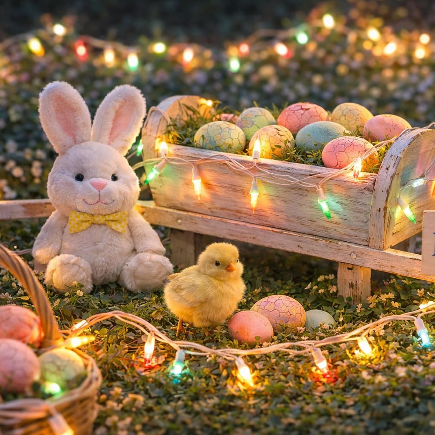 Boltigen Easter Slow Twinkle Lights with White Wire, 100 LED Christmas Pastel String Light, 27FT UL Certified Waterproof Connectable for Indoor Outdoor Christmas Holiday Wedding Garden Decor