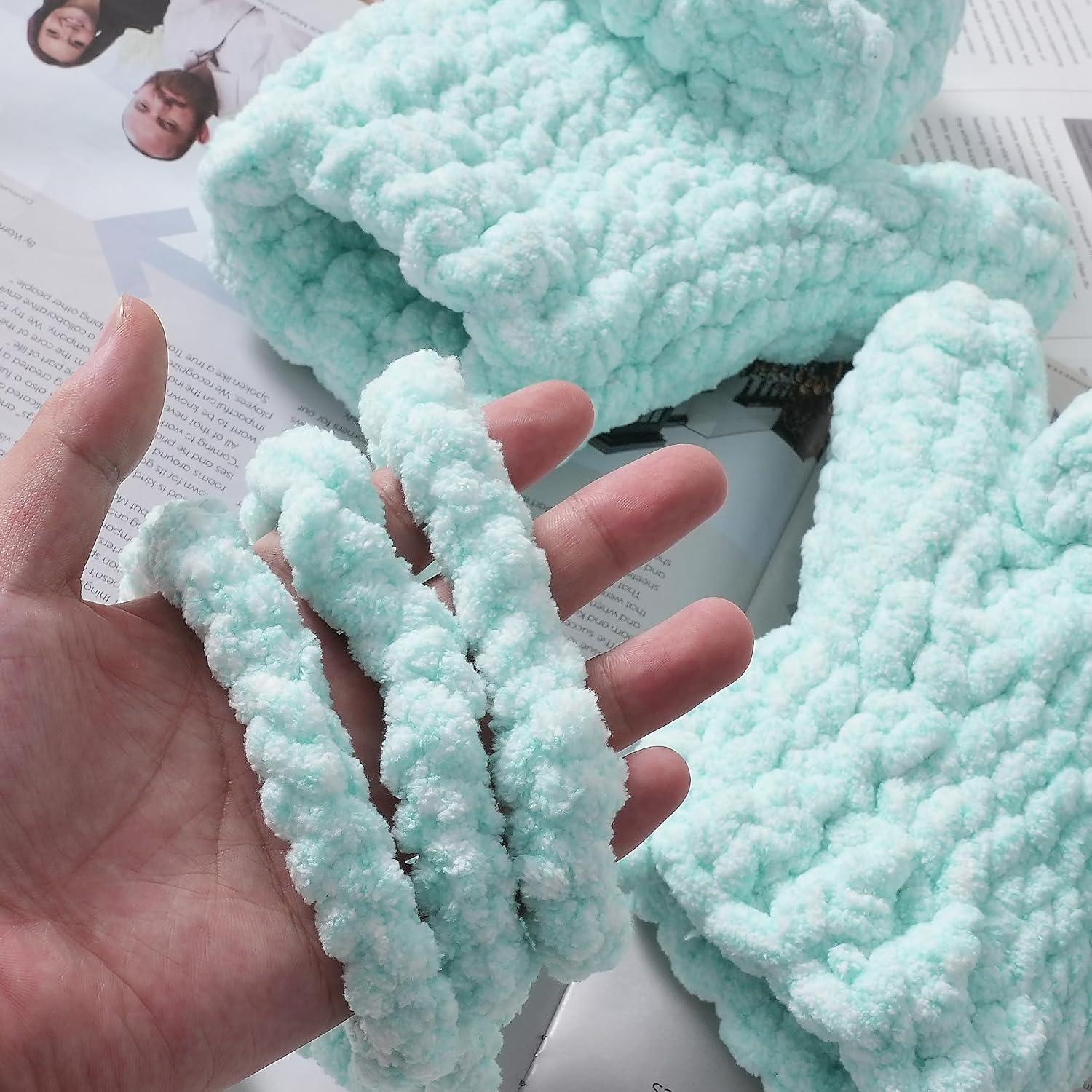 Crafted By Catherine Chunky Heather Solid Yarn - 2 Pack (49 Yards Each Skein), Aqua, Gauge 6 Super Bulky