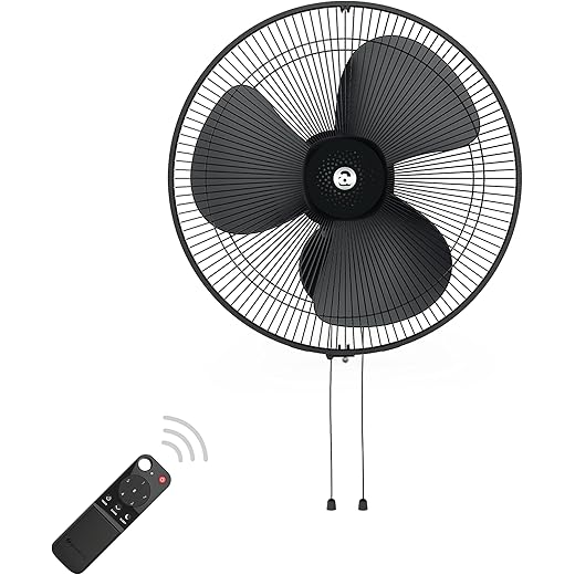 atomberg Renesa 400mm Wall Mount Fan | 5-star rated | Ideal for Home & Office | Silent BLDC Stand Fan | 6 Speeds | 35W | Remote with Oscillation, Timer, Sleep | 2 Years Warranty (Midnight Black)