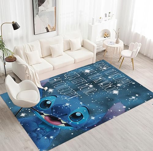 Miniatura 4 de Alfombra de área animada de dibujos animados, bonita alfombra de animales azules, alfombra de personaje animado de dibujos animados para dormitorio,