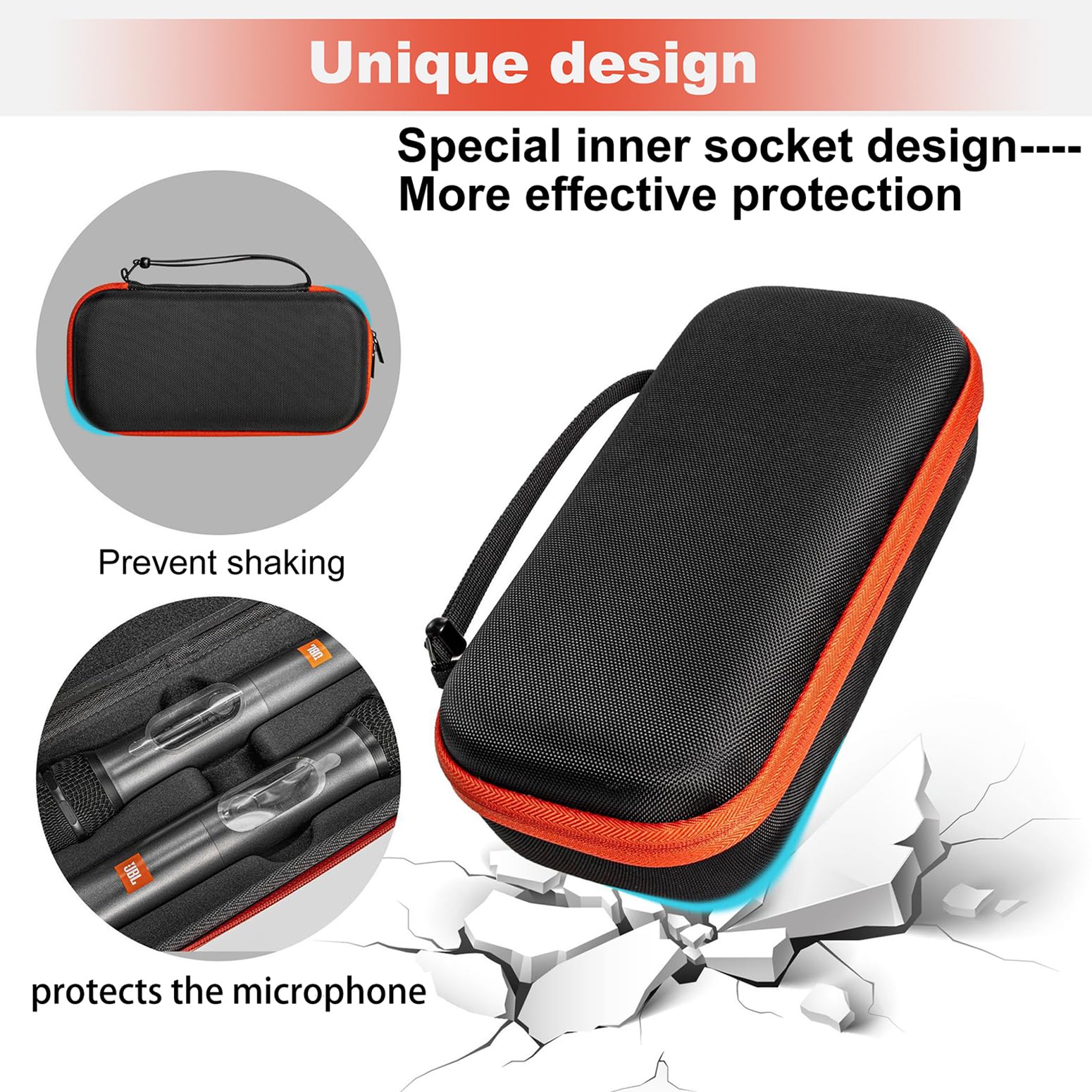 Rangement EVA pour microphone,microphone de transport, avec des espaces intérieurs séparés,pour JBL PartyBox/SENNHEISER microphone sans fil,microphones rechargeables,sac de voyage,housse de protection