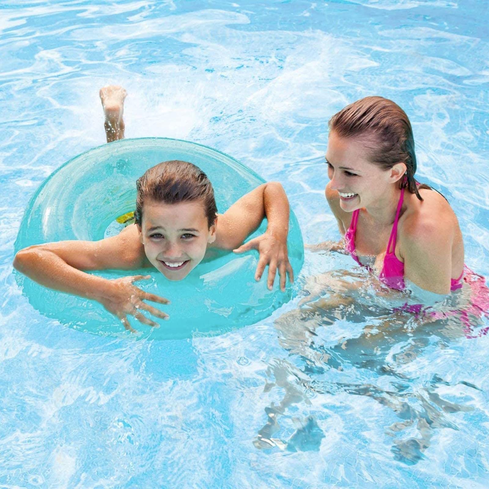 POPOYU 3Pcs Translucent Inflatable Pool Floats Ring,Giant Blow Up Swimming Ring,Swim Wheel Tube Pool Rubber Rings Pool Inflatables Swimming Pool Summer Beach Party Supplies - Image 3