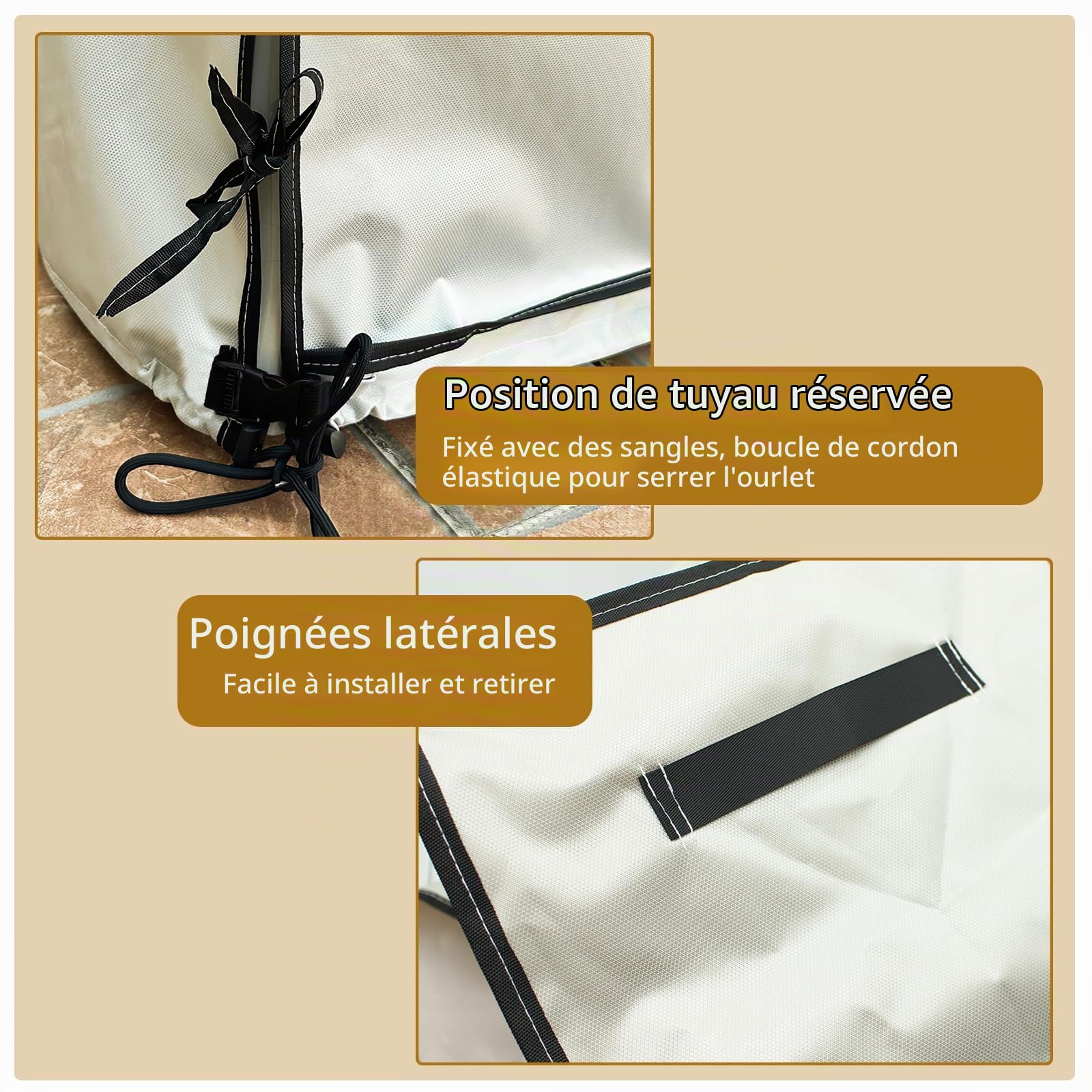 Housse de Climatisation Extérieure 80x30x55cm, Bâche pour Climatiseur avec Boucle, Tissu Oxford Imperméable, Résistante aux Intempéries, Anti-Poussière, Protection UV et Neige