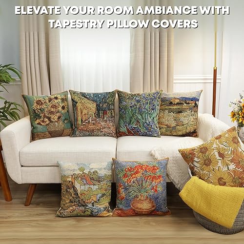 Miniatura 4 de Charlotte Home Furnishings - Funda de almohada decorativa de 16 x 16 pulgadas, fundas de almohada de tapiz para sofá y sala de estar, fundas de