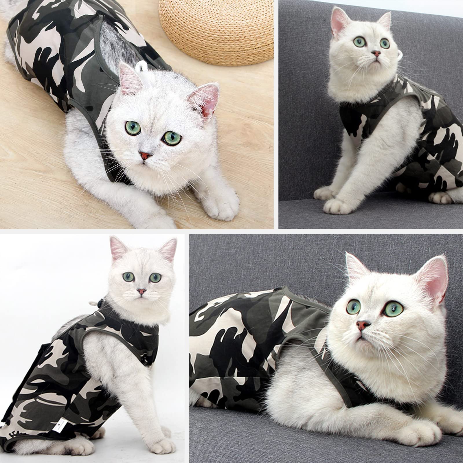 Combinaison Professionnelle de Récupération, Camouflage Gilet de Chirurgicale, Chat Vêtements Après la Chirurgie, Alternative au Collier Cône E pour Plaies Abdominales Maladies de Peau (L)