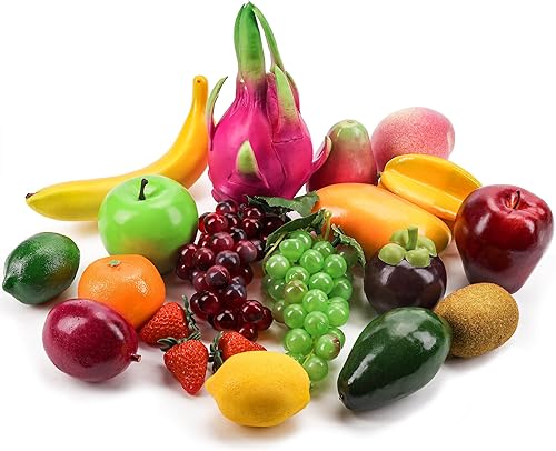 Miniatura 1 de Toopify Paquete de 20 frutas artificiales, frutas falsas para decoración del hogar, juego de frutas de simulación, decoración de fiesta de Navidad