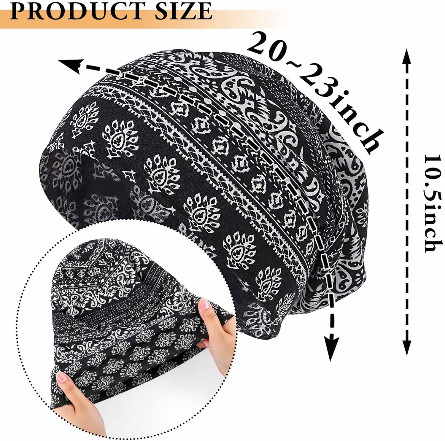 Bohend Bohemian Beanie Hats Headwear Cap Stretch Non Slip Bandanas Sleep Turbans Hats for Women Men Close top Head Covering - Image 5