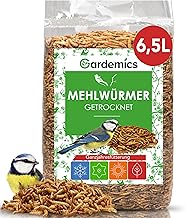 Gardemics Dried Mealworms, 1 kg - 6.5 L, Premium Insect Food for Birds, Fish, Turtles, Rodents, Hedgehogs, Reptiles, Bird Feed Mealworms Dried