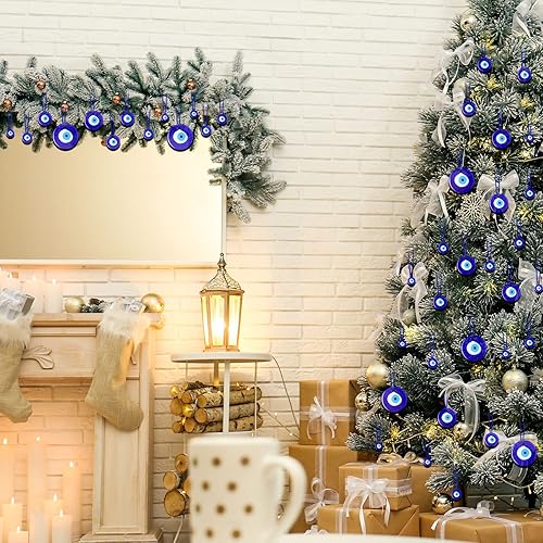 Miniatura 4 de 25 dijes de cristal a granel de mal de ojo, llavero de mal de ojo, cuentas para manualidades, adorno azul para colgar en la pared con cuerdas para