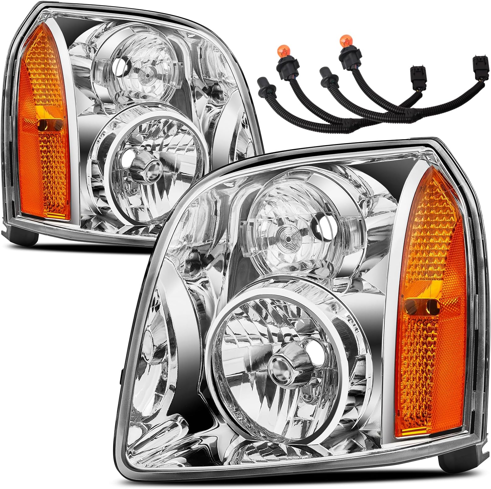 Headlights Assembly w/ Wiring Harness Compatible with 2007-2014 GMC yukon