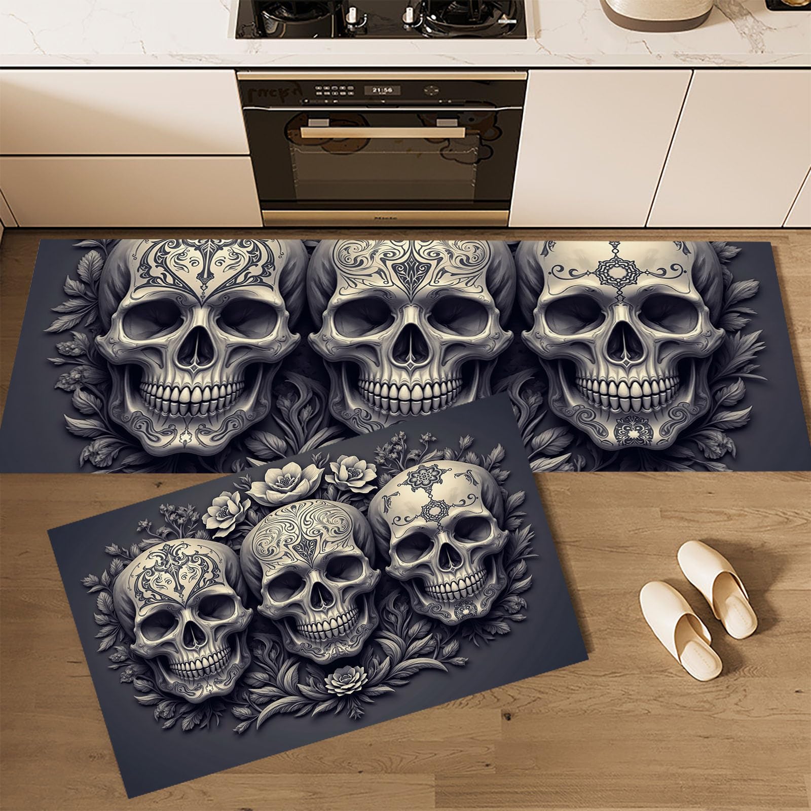 Alfombrilla de cocina de alta resistencia con tapetes góticos lavables de 40x60 y 40x120cm