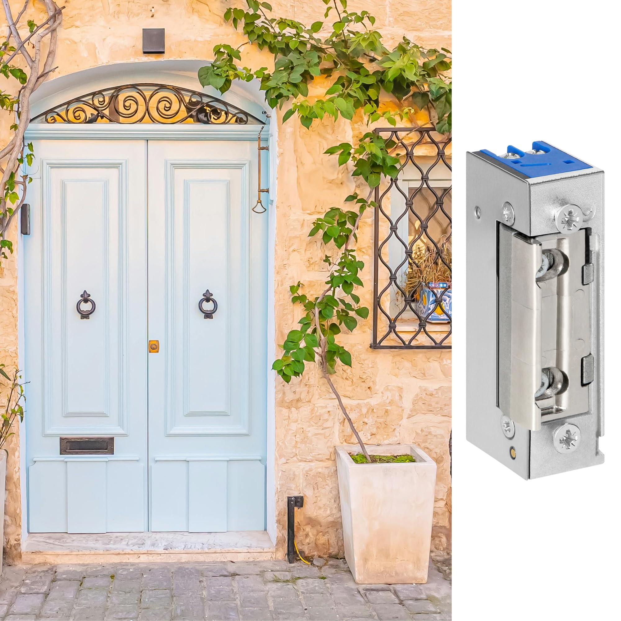 Cerradura Electrica Simétrica Para Puerta - Abrepuertas Electrico Con Ajuste Del Pestillo Baja Corriente 280 mA Para 12 V CC