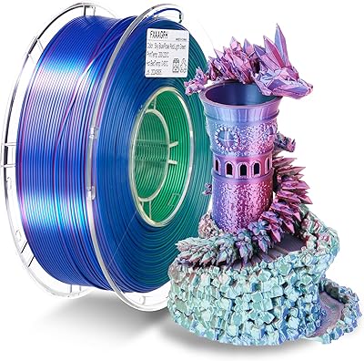 18 – FXAAGFH Silk 3D PLA Printer Filament 1.75 mm, 3 D PLA Printing Print Filament +/-0.03mm, 1kg/2.2lbs Tri-Color
